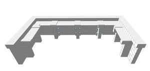 Bar - U-Shaped W/ 1 Layer Cantilever & Shelves - 16 x 8 X 3 Ft 7 In