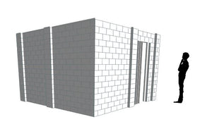 L Shaped Wall - W/ Door - 12 x 12 x 8 Ft