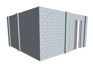 L Shaped Wall - W/ Door - 15 x 15 x 8 Ft